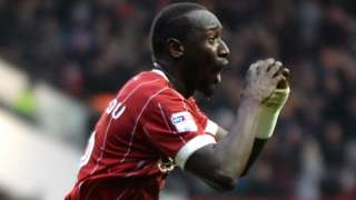 Famara Diedhiou celebrates opening the scoring for Bristol City