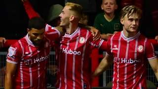 Bristol City celebrate scoring against Plymouth Argyle