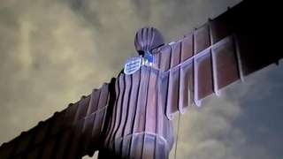 The Angel of the North with an England football badge