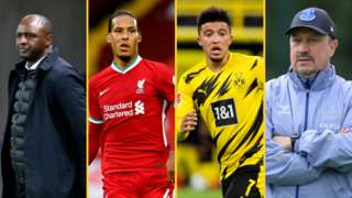 Patrick Vieira (left), Virgil van Dijk (centre left), Jadon Sancho (centre right) and Rafael Benitez (right)