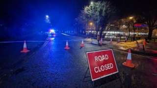 The police cordon on Kennedy Way