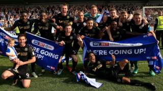 Wigan Athletic celebrate promotion from League One