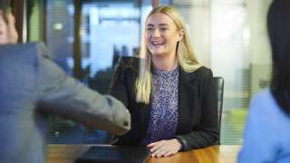 Young woman in a job interview