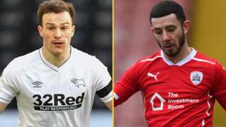 George Edmundson in action for Derby County and Conor Chaplin