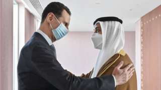 Assad greets Sheikh Mansour bin Zayed Al Nahyan