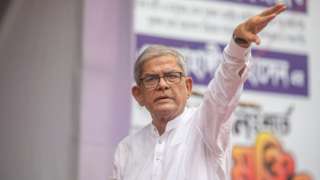 Bangladesh Nationalist Party (BNP) secretary general Mirza Fakhrul Islam Alamgir gestures during a rally