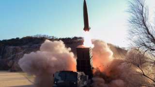 북한의 미사일 시험발사 모습