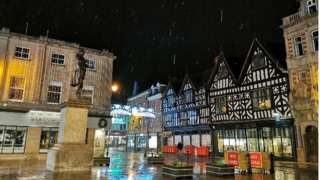 Snow in Shrewsbury on Tuesday night
