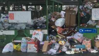 Recycling bins overflowing at Sainsbury's in Carlisle