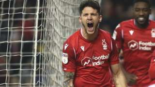 Tobias Figueiredo celebrates for Forest