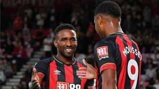 Lys Mousset celebrates scoring for Bournemouth with Jermain Defoe