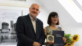 Prof Colls was presented with the award by Director of the Treblinka Museum Dr Edward Kopówka
