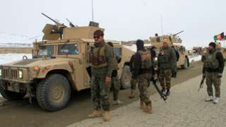 Afghan national army soldiers at site of crash