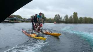 The pairs on the kayaks