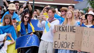 Демонстрация украинцев в Брюссселе