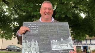 Councillor Chris Lomax with Battle of Britain plaque