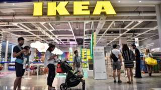 People queue outside Ikea in Bangkok
