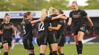 Stina Blackstenius' goals are celebrated by Arsenal