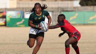 Zinhle Ndawonde in action at the Africa rugby Olympic qualifiers.