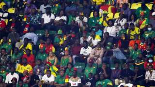 Cameroon fans in the Olembe stadium
