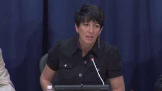 Ghislaine Maxwell speaks at a news conference