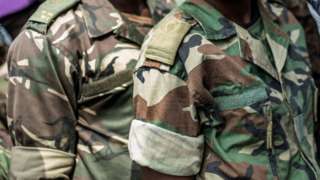 A crop of soldiers in a line in Brazzaville, Congo-Brazzaville - 2016