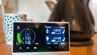 Stock image of a smart meter in a kitchen