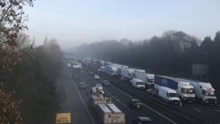 A view of the M6 from a bridge on Thursday morning