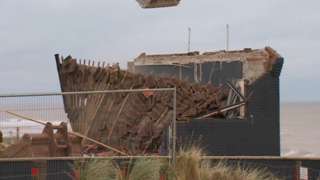 Cafe being demolished, Winterton