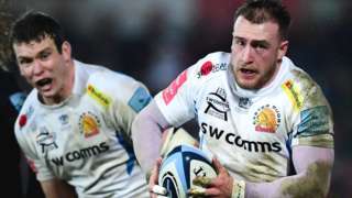 Stuart Hogg (right) in action for Exeter Chiefs