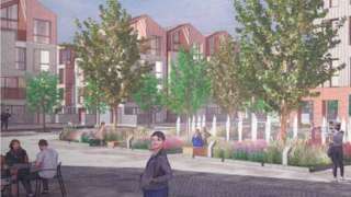 An illustrative view of what the site at Carrow Works could look like