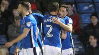 Rochdale celebrate Ian Henderson's goal