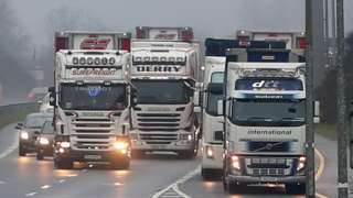 Articulated lorries on a motorway