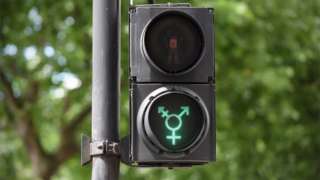 Traffic light with transgender symbol