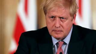 Prime Minister Boris Johnson at a news conference inside 10 Downing Street, London,