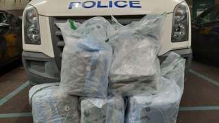 Drugs in front of police van