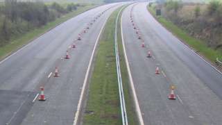 Traffic cones on both carriageways