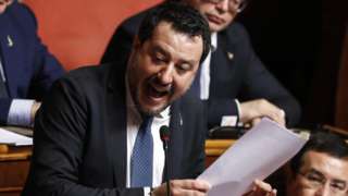 Matteo Salvini in the Italian senate