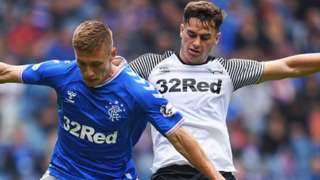 Tom Lawrence playing for Derby (right)