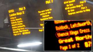 Departure board at Cambridge station