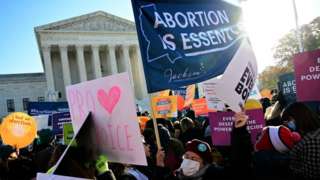 Abortion rights advocates and anti-abortion protesters demonstrate in front of the US Supreme Court in Washington, DC, on December 1, 2021