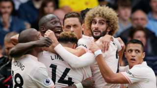 Manchester United celebrate the opening goal