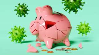 Piggy bank under attack from a virus