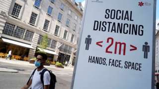 Social distancing sign in London