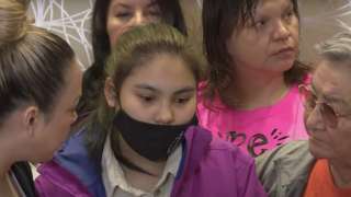 Kyla Frenchman at a news conference