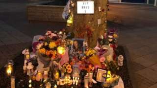 The shrine set up in Bradley Wernham's memory in Harlow