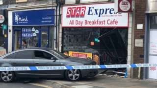 The car that crashed into the Star Express Cafe
