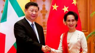 Chủ tịch Tập Cận Bình và bà Suu Kyi tại phiên họp song phương tại thủ đô Naypyidaw của Myanmar hồi tháng 1/2020.