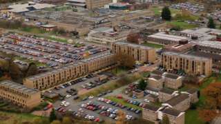 Aerial view of Royal Shrewsbury Hospital, in Shropshire