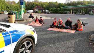Protesters at Clacket Lane services